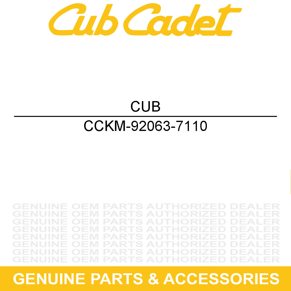 CUB CADET KM-92063-7110 JET-MAIN-#118