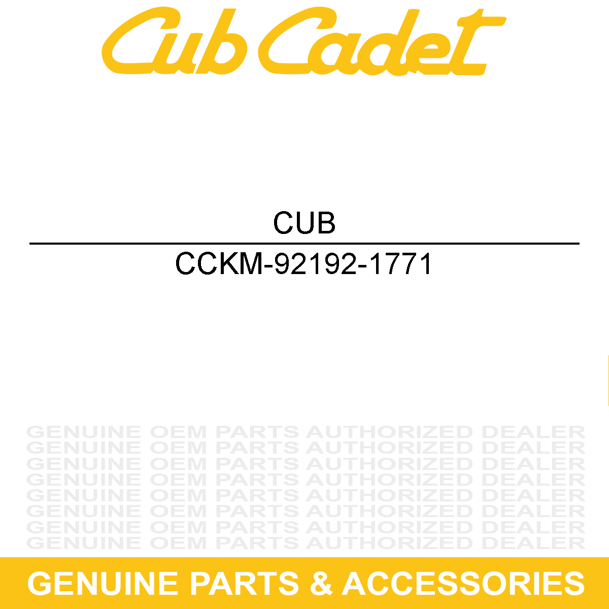 CUB CADET KM-92192-1771 Evap Tube