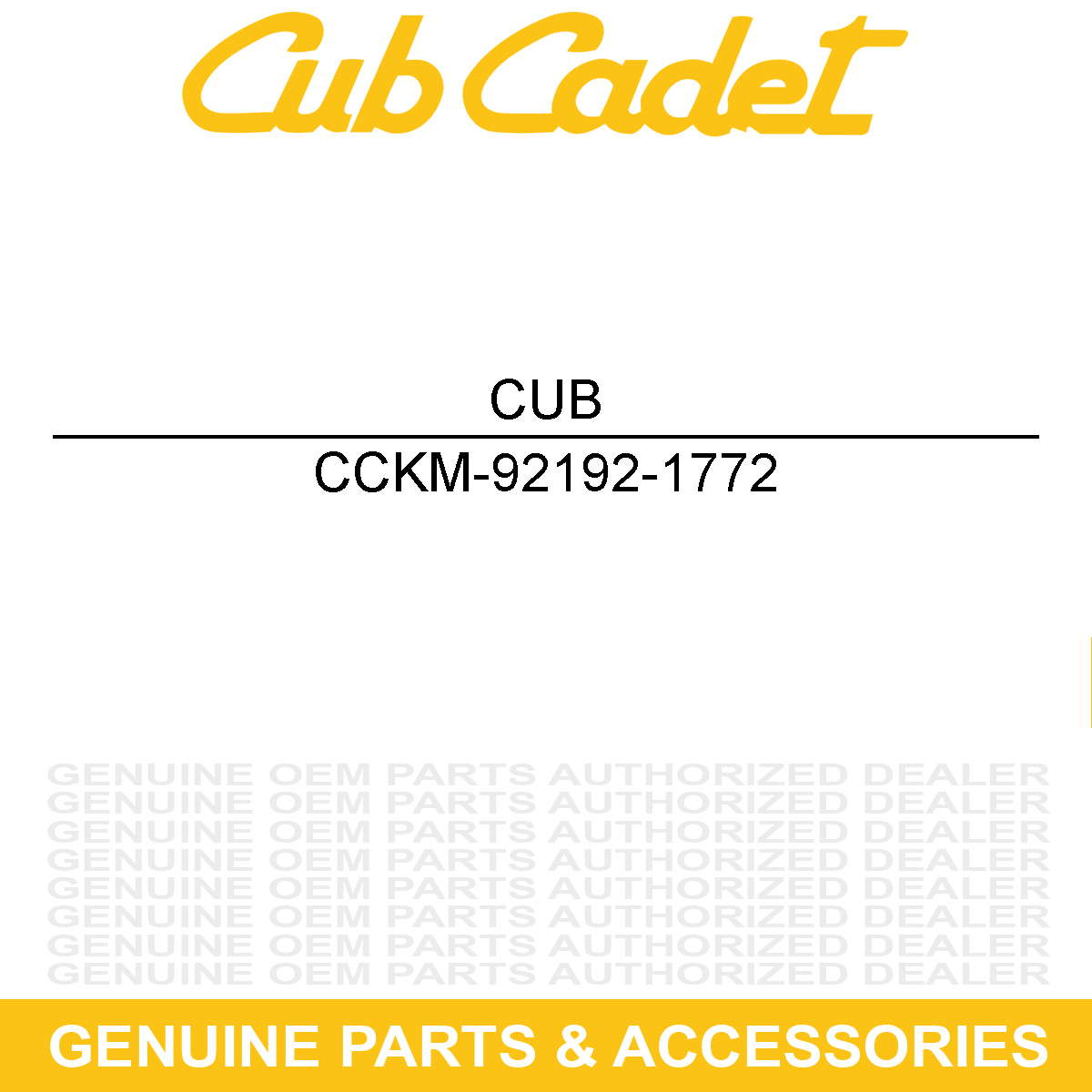 CUB CADET KM-92192-1772 Pulse Tube