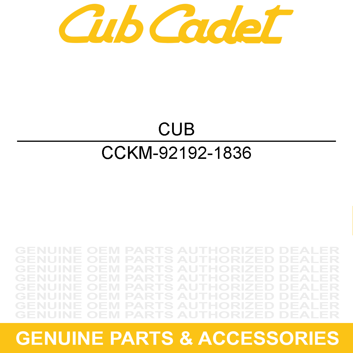 CUB CADET KM-92192-1836 TUBE-THROTTLE A/C