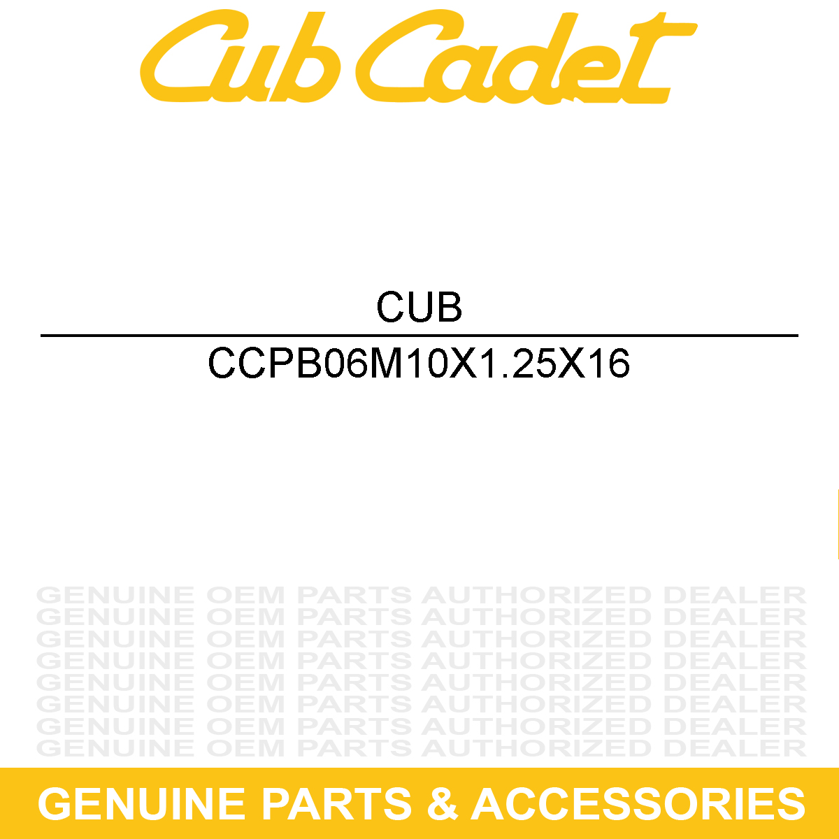CUB CADET PB06M10X1.25X16 BOLTM10X1.25X16