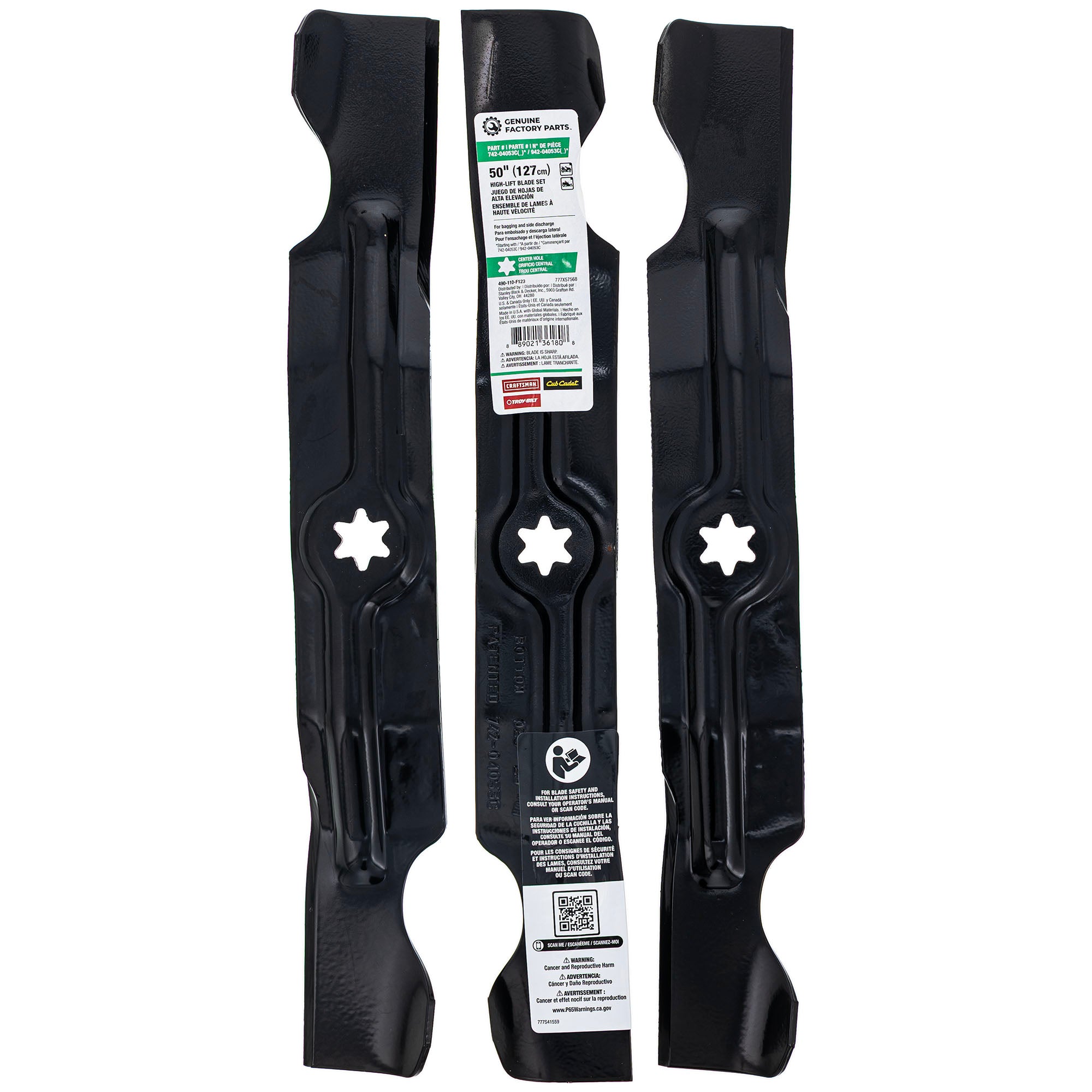 CUB CADET 490-110-F123 50" High Lift Blade Set 6-Point Mount