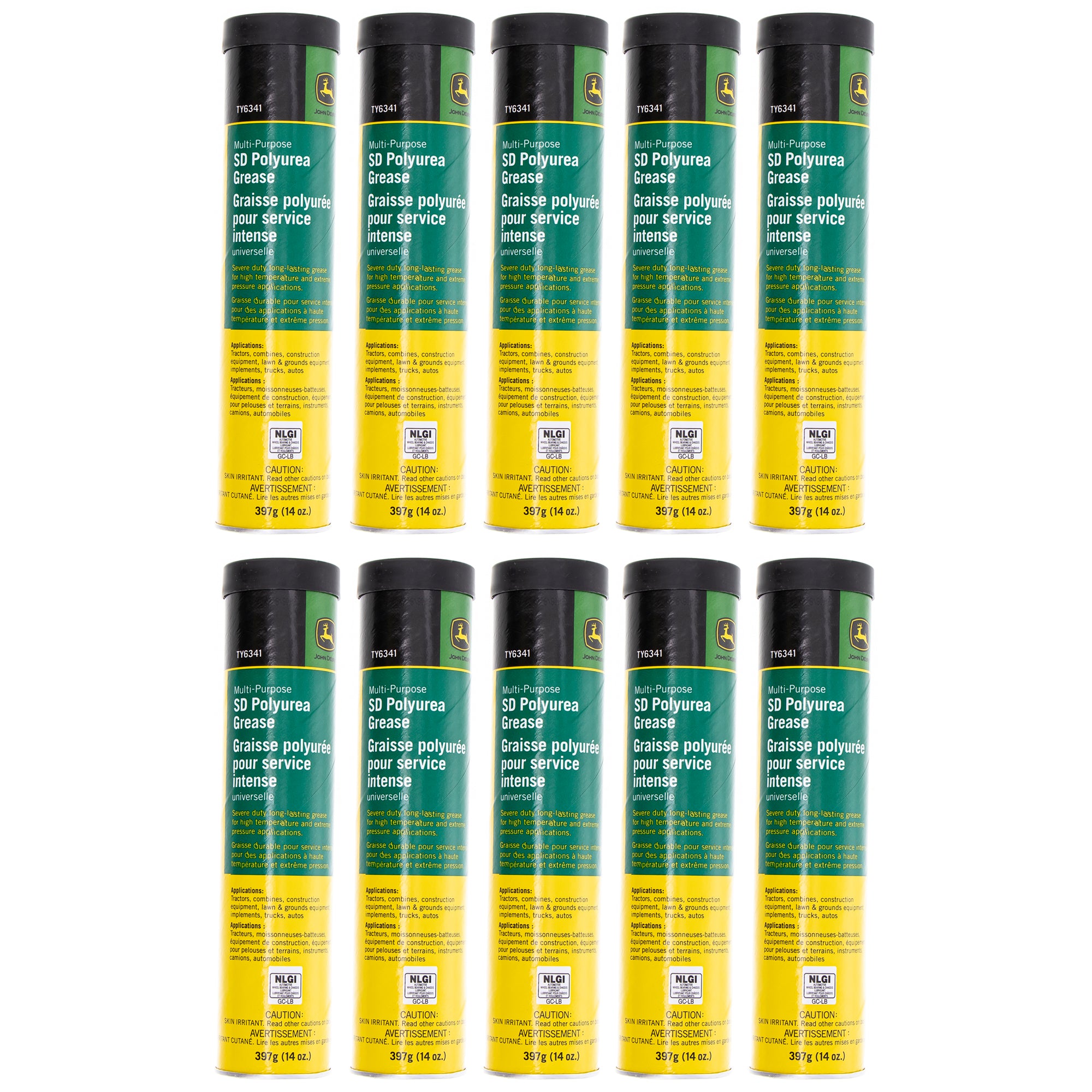 John Deere TY6341 Multi-Purpose SD Polyurea Grease 14oz Container 10PK 10-Pack
