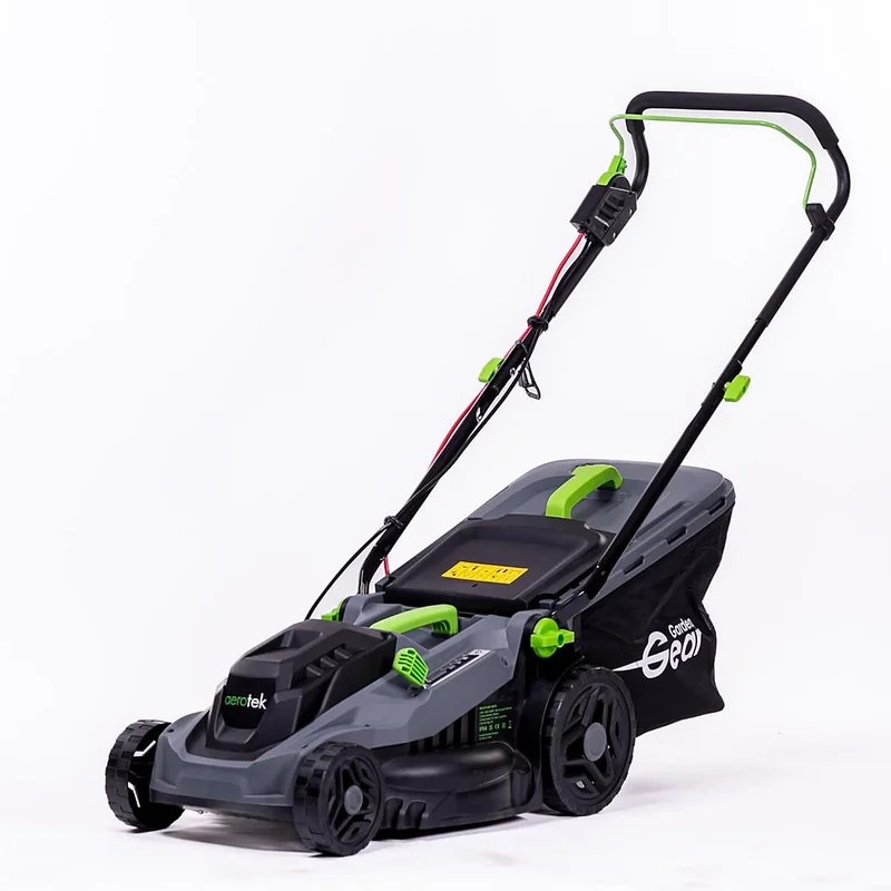 Aerotek 1600W Corded Lawnmower 38cm Cutting Width Large 42 Litre Collection Box 10m Cable