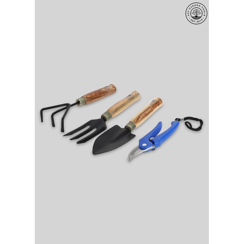 AGT Tool Set Big Trowel, Hand Fork, Hand Rake & Pruner/Cutter for Garden Tool Kit Durable, Rust-Resistant Tools for Home Gardening in India