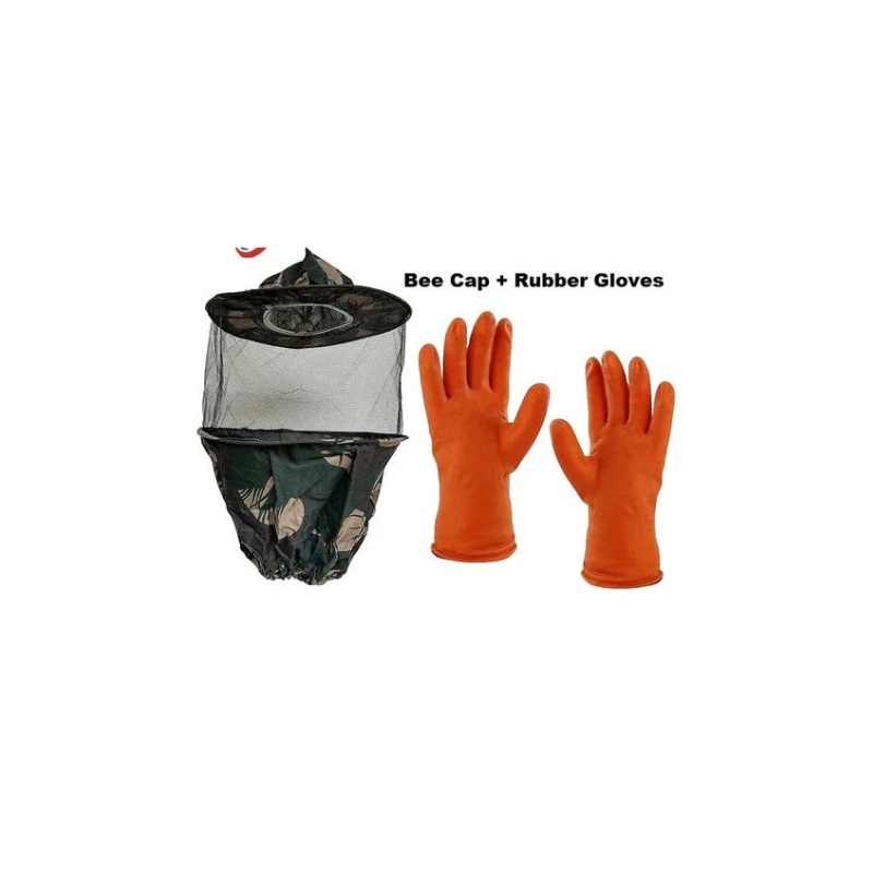 Bee Veil with Rubber Gloves