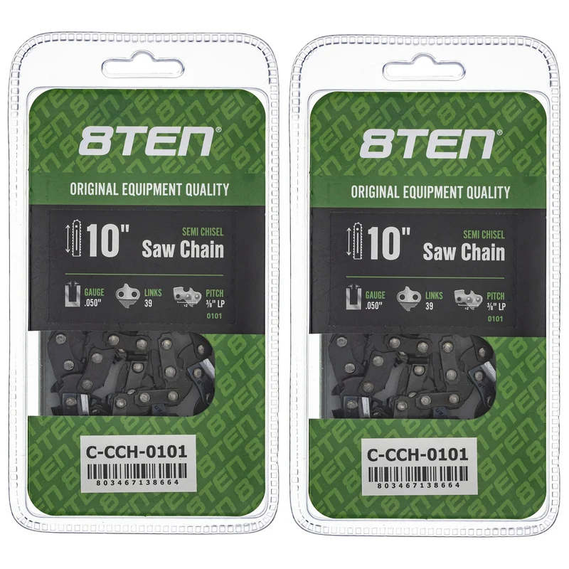 Chainsaw Chain 10 Inch .050 3/8 LP 39DL For Echo 91VXL039G 91VXL39CQ 63PD339 91PX039G 63PM339E | 2-PACK