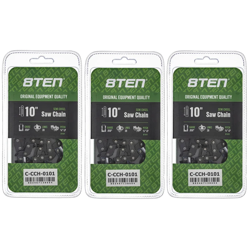 Chainsaw Chain 10 Inch .050 3/8 LP 39DL For Echo 91VXL039G 91VXL39CQ 63PD339 91PX039G 63PM339E | 3-PACK