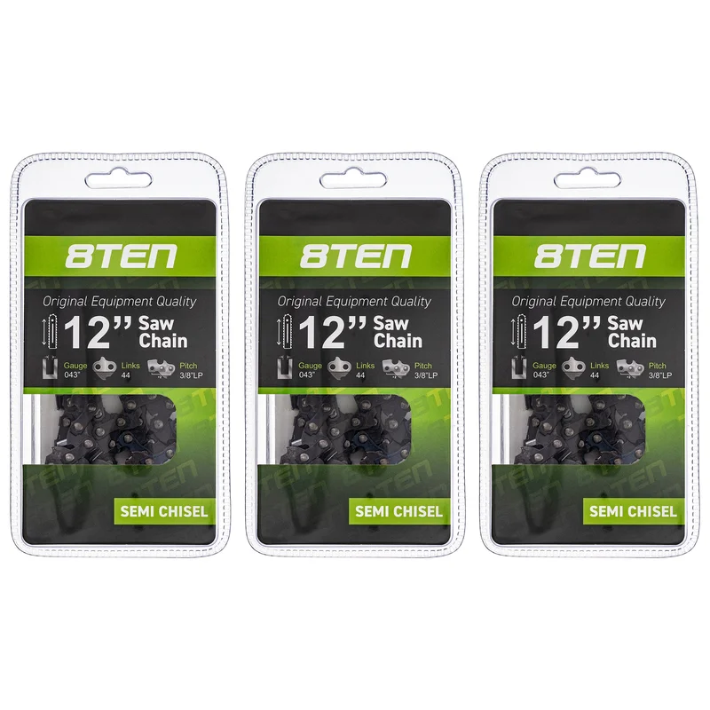Chainsaw Chain 12 Inch .043 3/8 44DL For Echo 90PX44CQ 36100050044 H3844 61PMM344E | 3-PACK