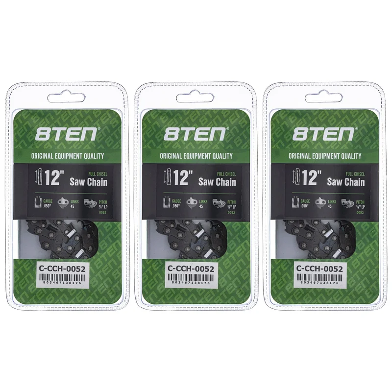 Chainsaw Chain 12 Inch .050 3/8 LP 45DL For Husqvarna Echo 91PX45CQ 585422145 576936545 531300448 | 3-PACK