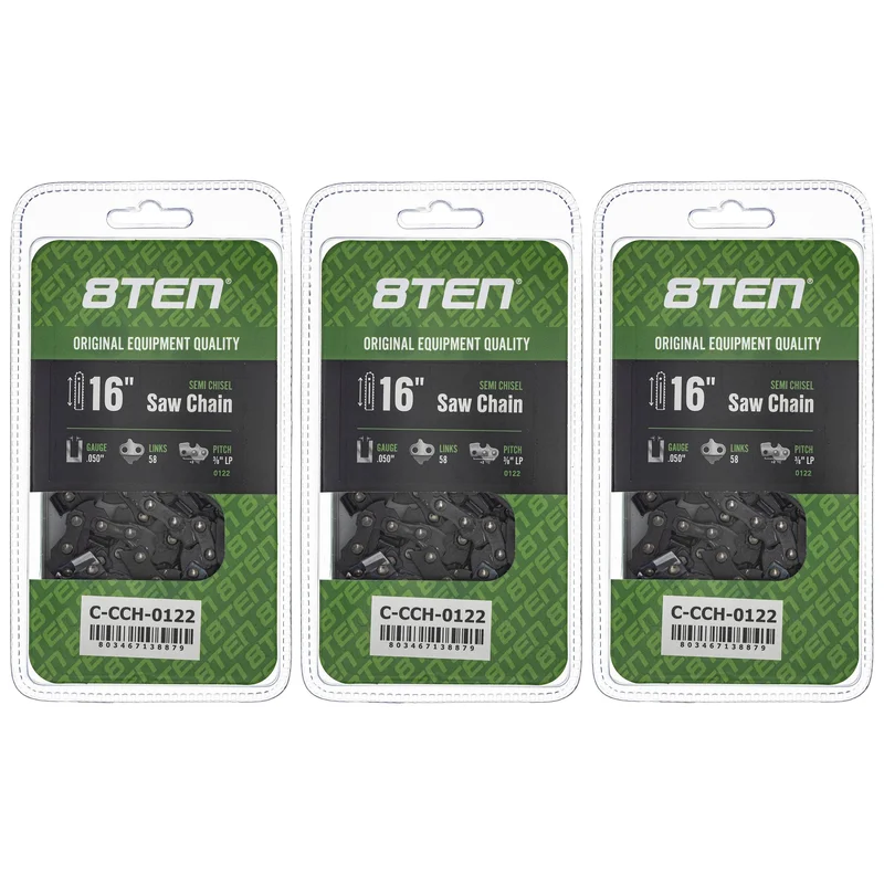 Chainsaw Chain 16 Inch .050 3/8 LP 58DL For John Deere Husqvarna Stihl Oregon 90PX034 S58 H3758 | 3-PACK