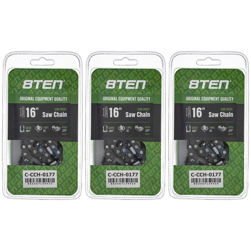 Chainsaw Chain 16 Inch .063 .325 62DL For Stihl 26RM362 22LPX062G 22LGX062G 591104262 501841762 | 3-PACK