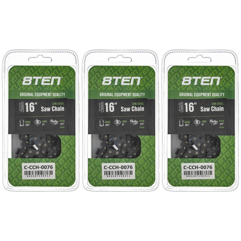 Chainsaw Chain 16 Inch .063 .325 67DL For Husqvarna Stihl Oregon 22LPX067G 22BPX067G 22LGX067G | 3-PACK