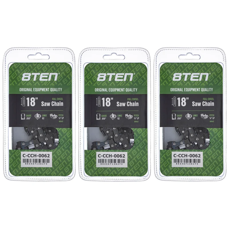 Chainsaw Chain 18 Inch .050 3/8 LP 62DL For Echo 91PX062G 91PX62CQ 91VXL062G 576936562 91PXL062G | 3-PACK