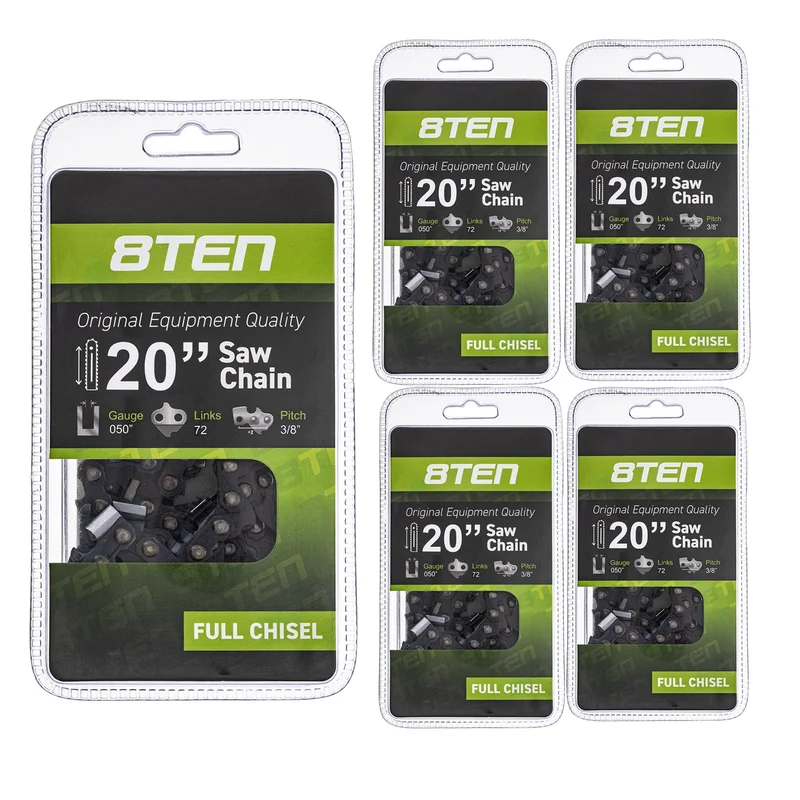 Chainsaw Chain 20 Inch .050 3/8 72DL For Husqvarna Poulan Pro Poulan 501842672 591129972 531300555 | 5-PACK