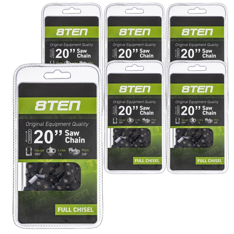 Chainsaw Chain 20 Inch .050 3/8 72DL For Husqvarna Poulan Pro Poulan 501842672 591129972 531300555 | 6-PACK