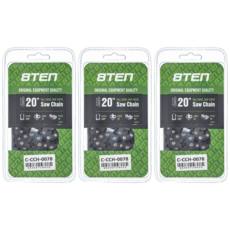 Chainsaw Chain 20 Inch .058 3/8 72DL For Husqvarna 73EXL072G 581626972 591152572 501842872 501841472 | 3-PACK