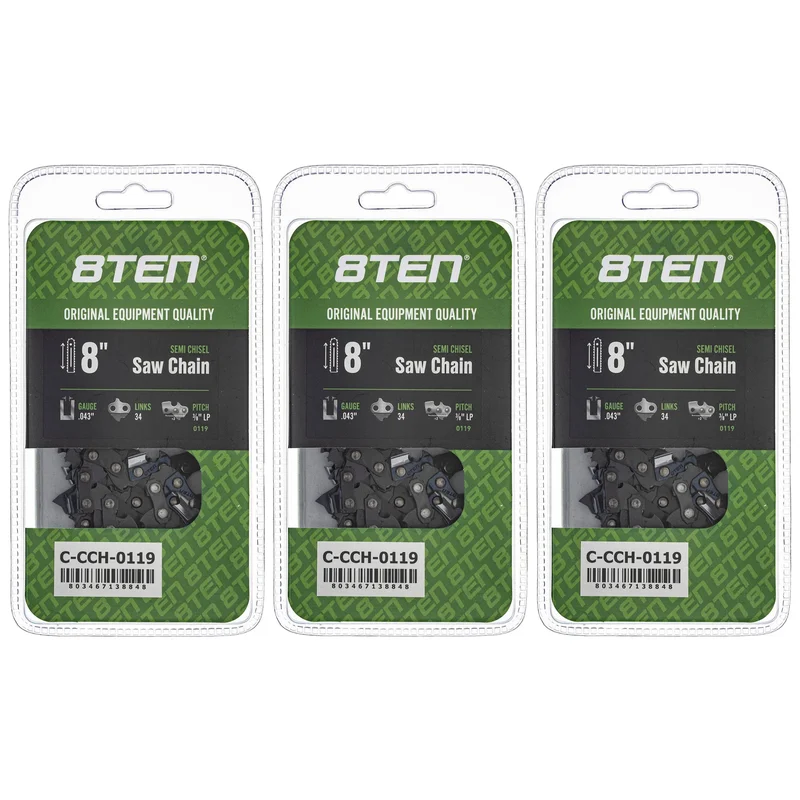 Chainsaw Chain 8 Inch .043 3/8 LP 34DL For Craftsman Poulan Oregon Oregon 90PX034G 61PMM334E H3834 | 3-PACK