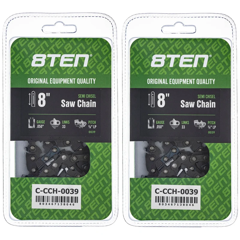 Chainsaw Chain 8 Inch .050 3/8 LP 33DL For Poulan Oregon 91PX033 S33-21 H3733 63PM333E | 2-PACK