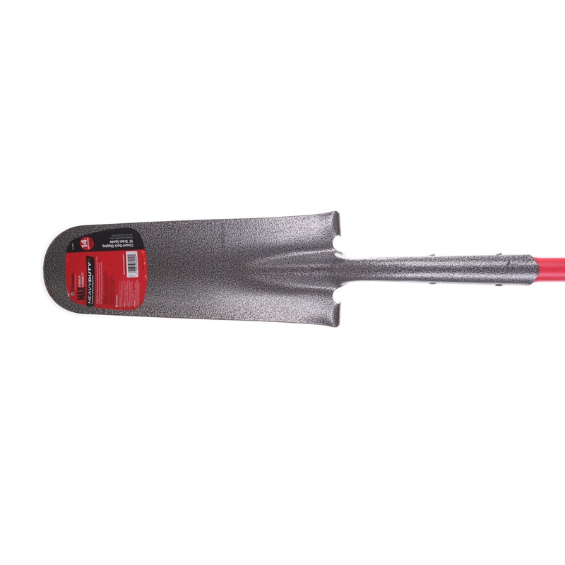 Closed-Back Drain Spade - 16 Inch - 16 inch rounded blade, 14 gauge, 48 inch sol
