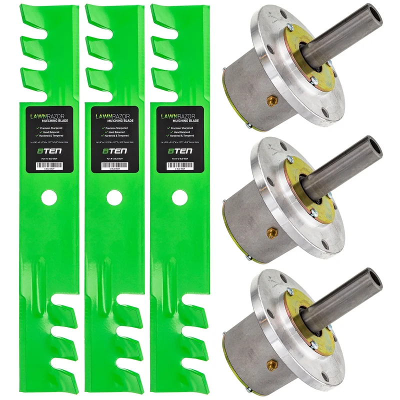 Deck Spindles & Mulching Blades Kit For John Deere