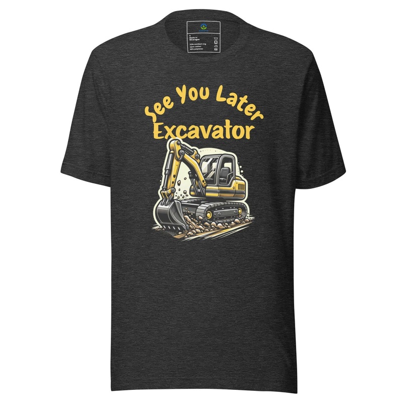 Mini Excavator T-shirt, Family Excavating T-shirt Dark Grey Heather