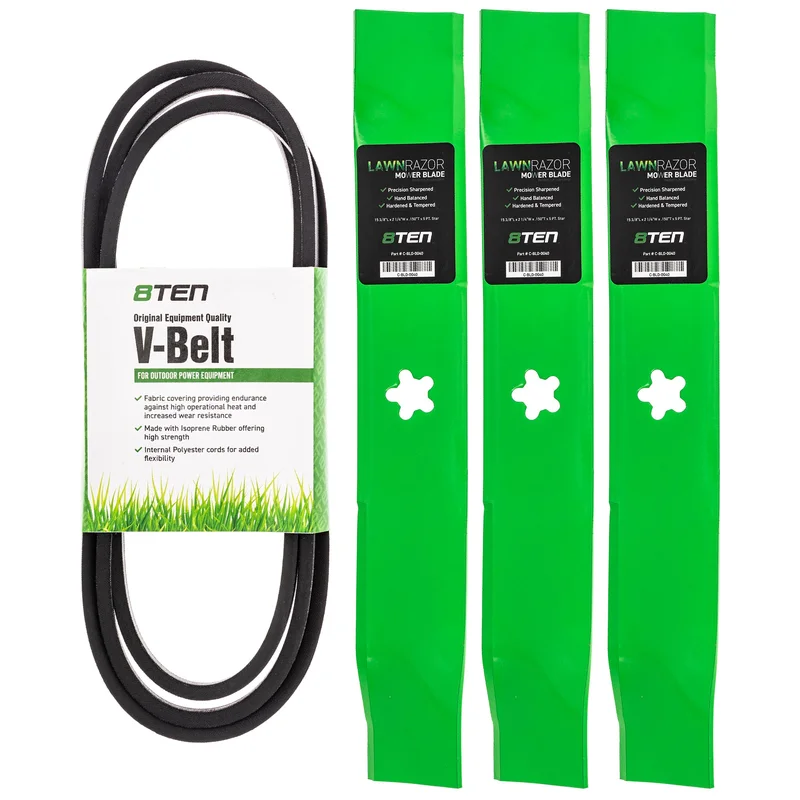 Mower Blades & Deck Belt Kit For AYP Poulan Pro Husqvarna