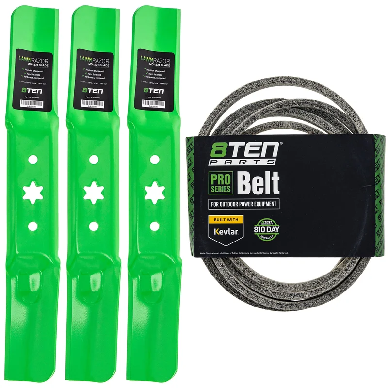 Mower Blades & Deck Belt Kit For Cub Cadet Troy-Bilt Craftsman MK1007797