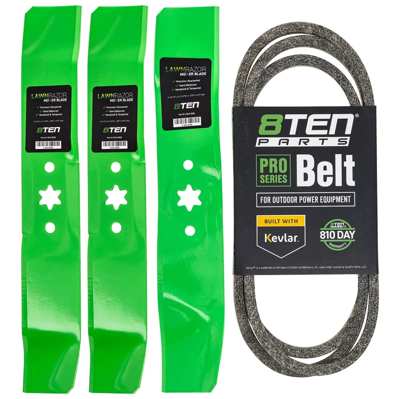 Mower Blades & Deck Belt Kit For Huskee Ranch King Columbia MK1007782