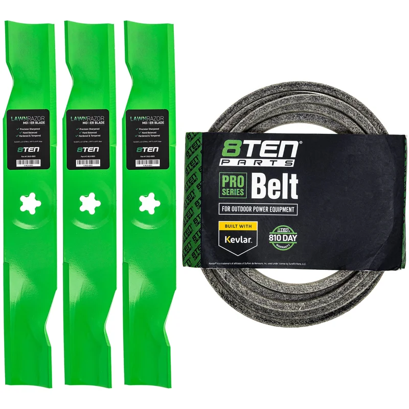 Mower Blades & Deck Belt Kit For Husqvarna Poulan Pro Jonsered MK1007759