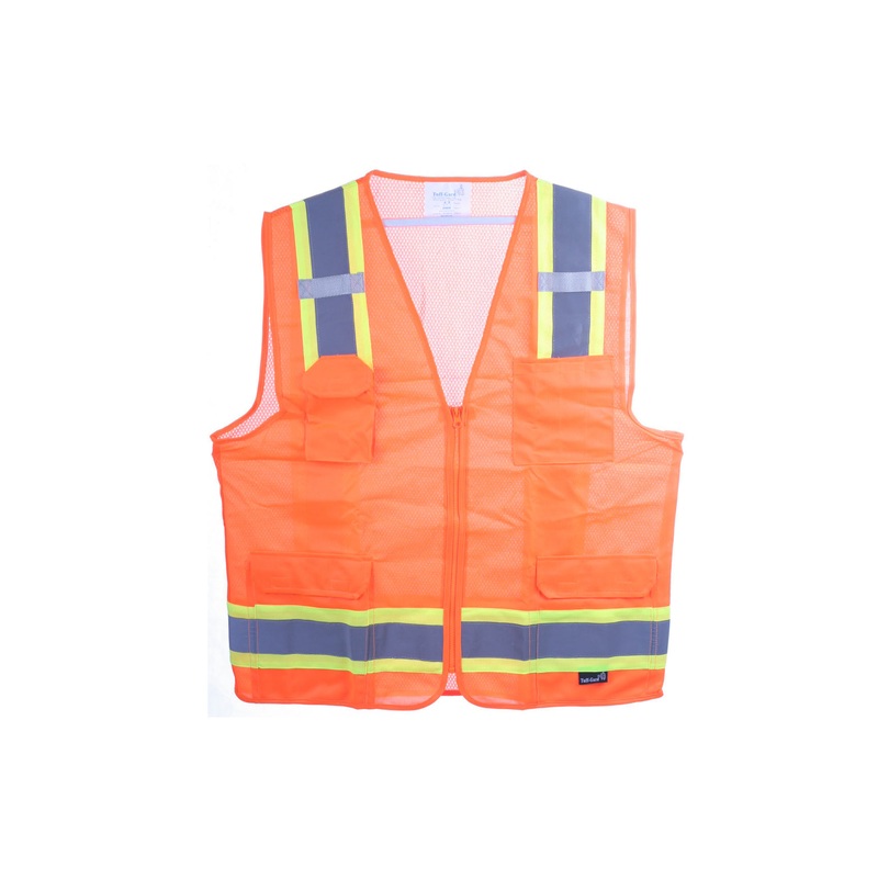 Surveyor, Class II ORANGE vest, Solid Front/Mesh back, micro tab, multiple pocke