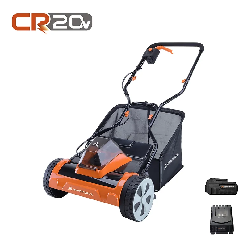 Yard Force 20V 4.0Ah 38cm Cordless Cylinder Lawnmower 45L Grass Bag Lithium-Ion Battery & Charger Included – CR20 Range – LM C38A